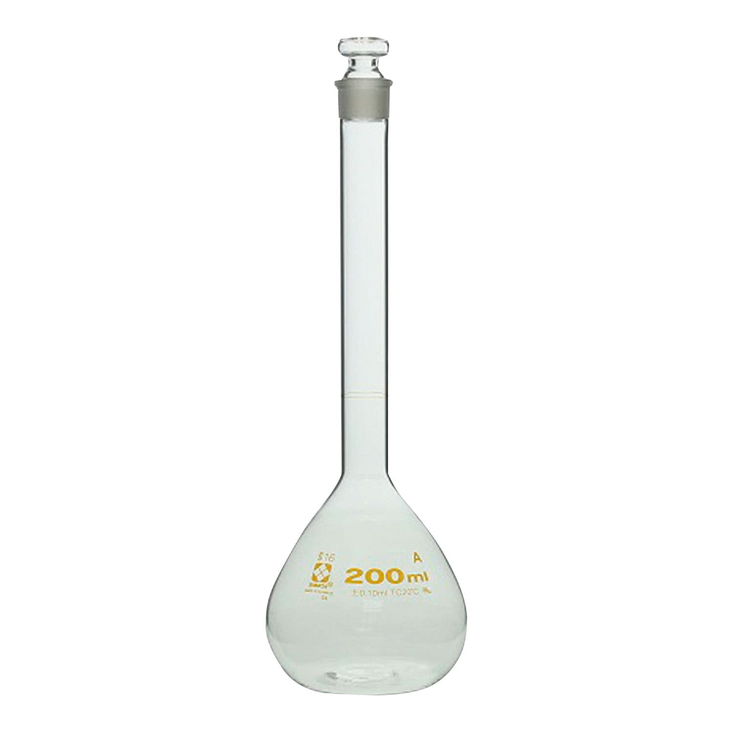 柴田メスフラスコ(ガラス製)茶目盛 24-9026-06 柴田科学 200ML(020060-200)