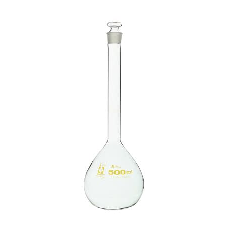 柴田メスフラスコ(ガラス製)茶目盛 24-9026-08 柴田科学 500ML(020060-500)