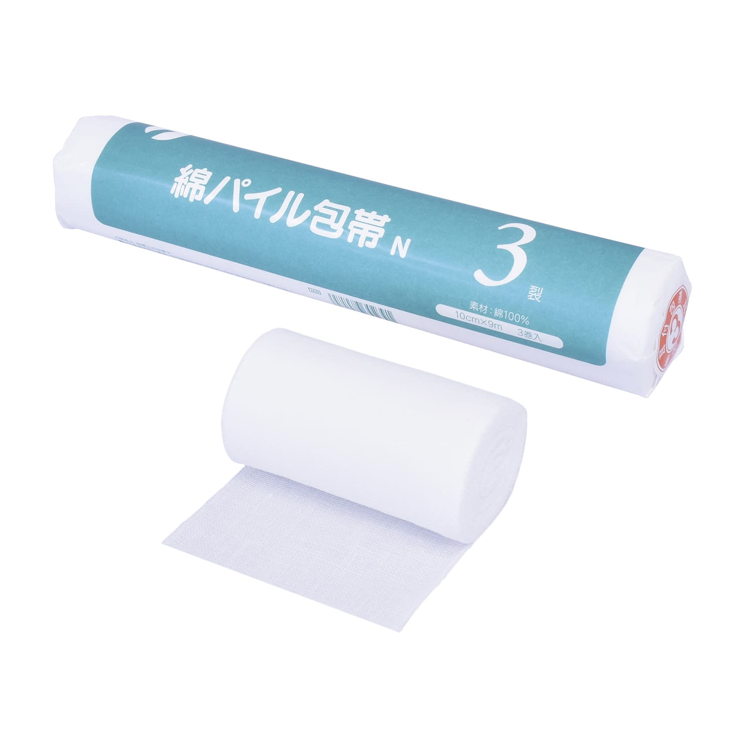 綿パイル包帯N(耳付)3裂 3裂 24-9991-00 イワツキ 003-30239(10CMX9M)3カ