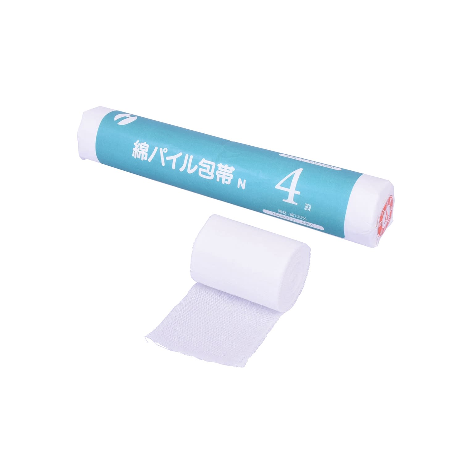 綿パイル包帯N(耳付)4裂 4裂 24-9991-01 イワツキ 003-30240(7.5CMX9M)4