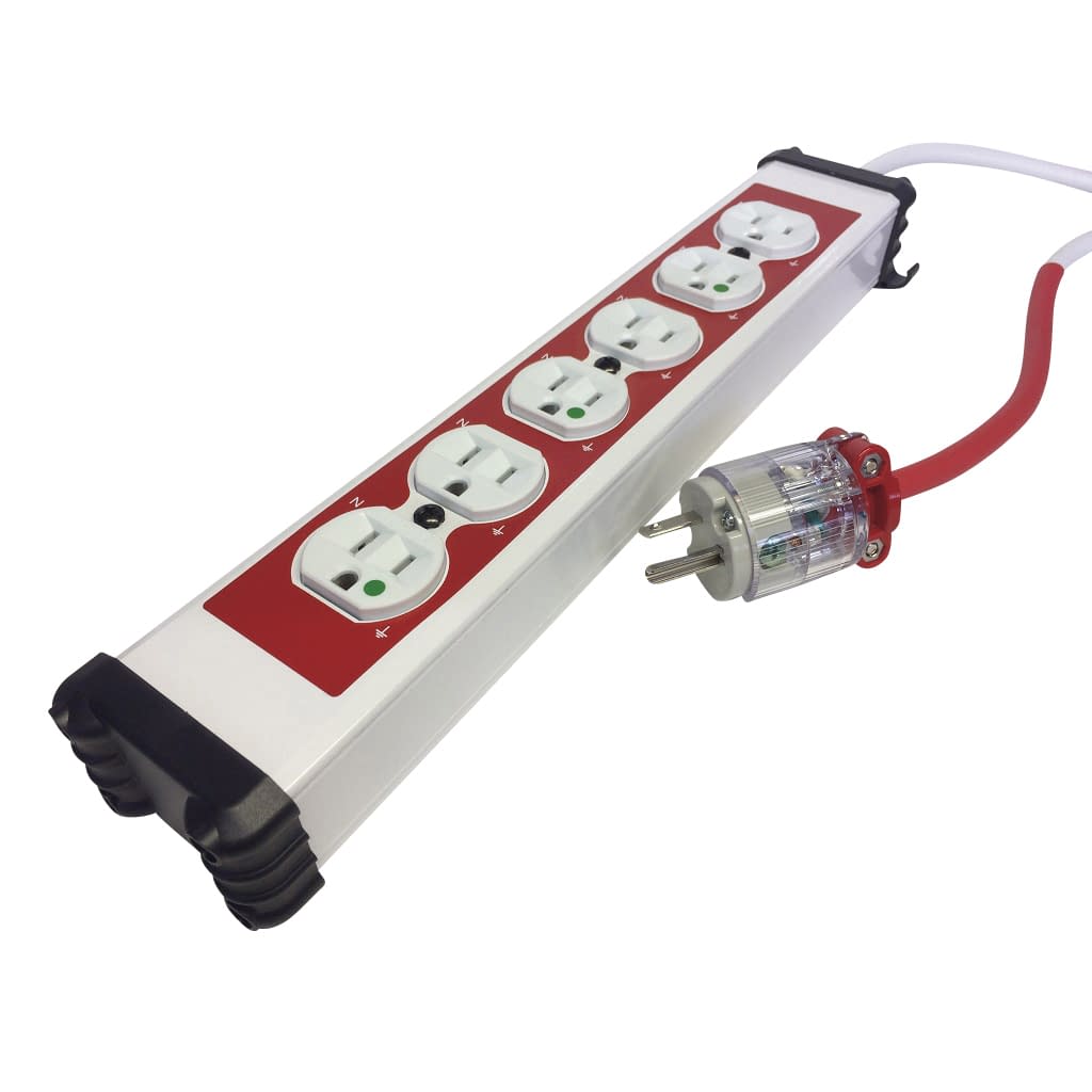 医療施設用配線器具/電源タップ6個口 延長コード 24-8746-01 光城精工 MKI-6RH(アカ)