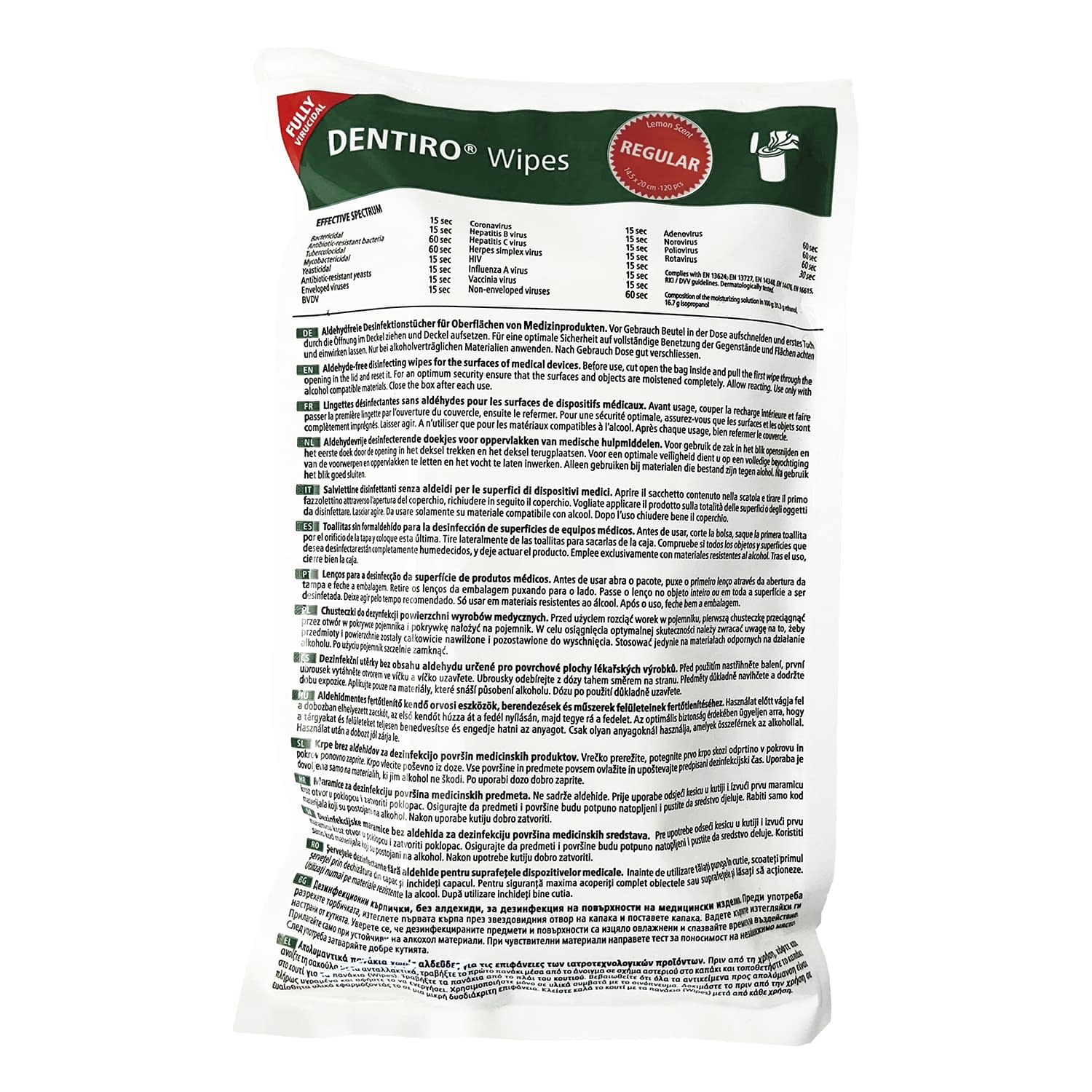 デンティロ ワイプス レモン 24-8474-02 Oro Clean Chemie AG クロスタイプ(シロ)120マイイリ