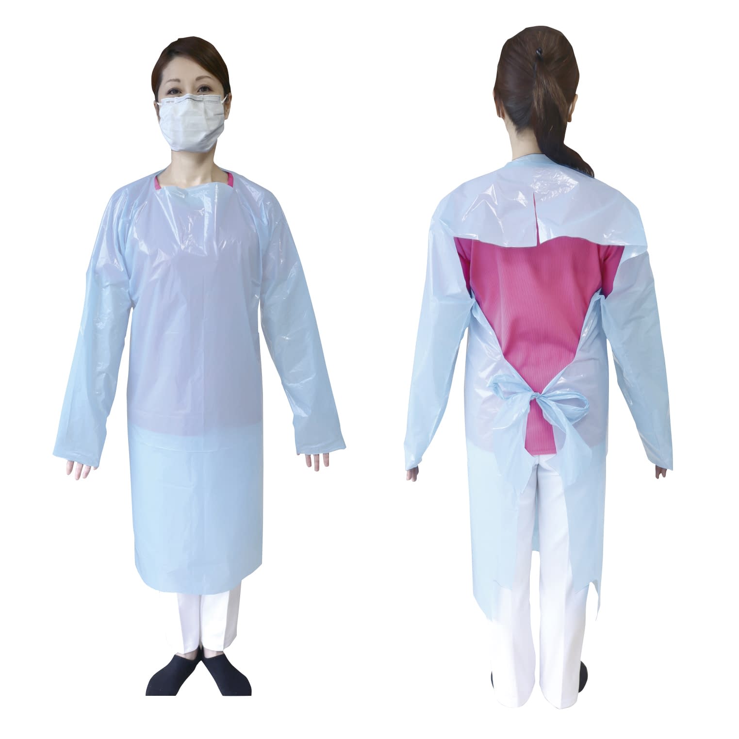 国産液体防護ガウン ポリエチレンガウン 24-9294-00 ワノケア WCR-G001(250マイ)