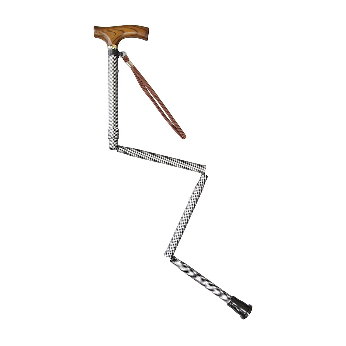 すべりにくい杖 伸縮折りたたみ式 ステッキ 25-2382-01 プラスハート 75094(クロチェック)