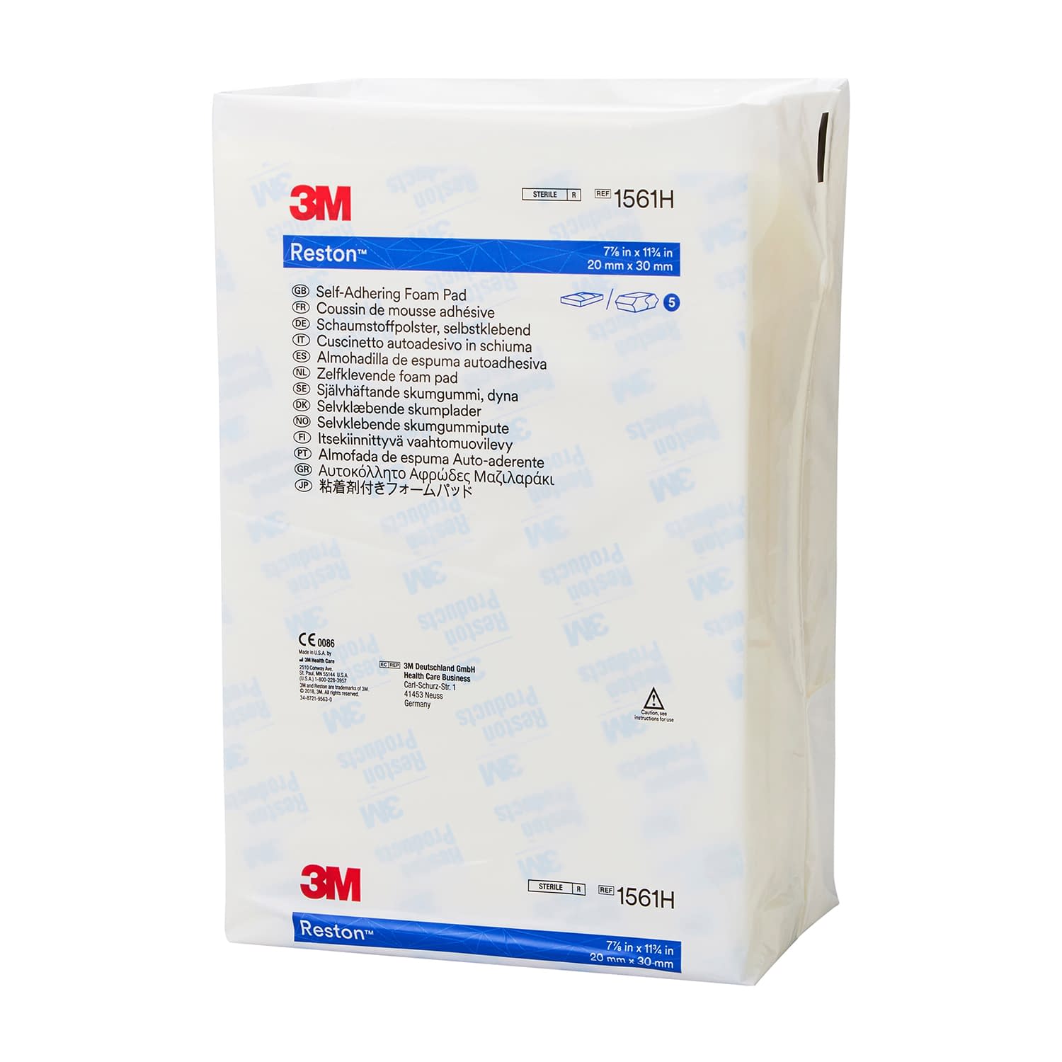 レストン粘着フォームパッド 体圧分散パッド 25-3067-01 スリーエムジャパン 1561H(20X30/2.5)5マイ