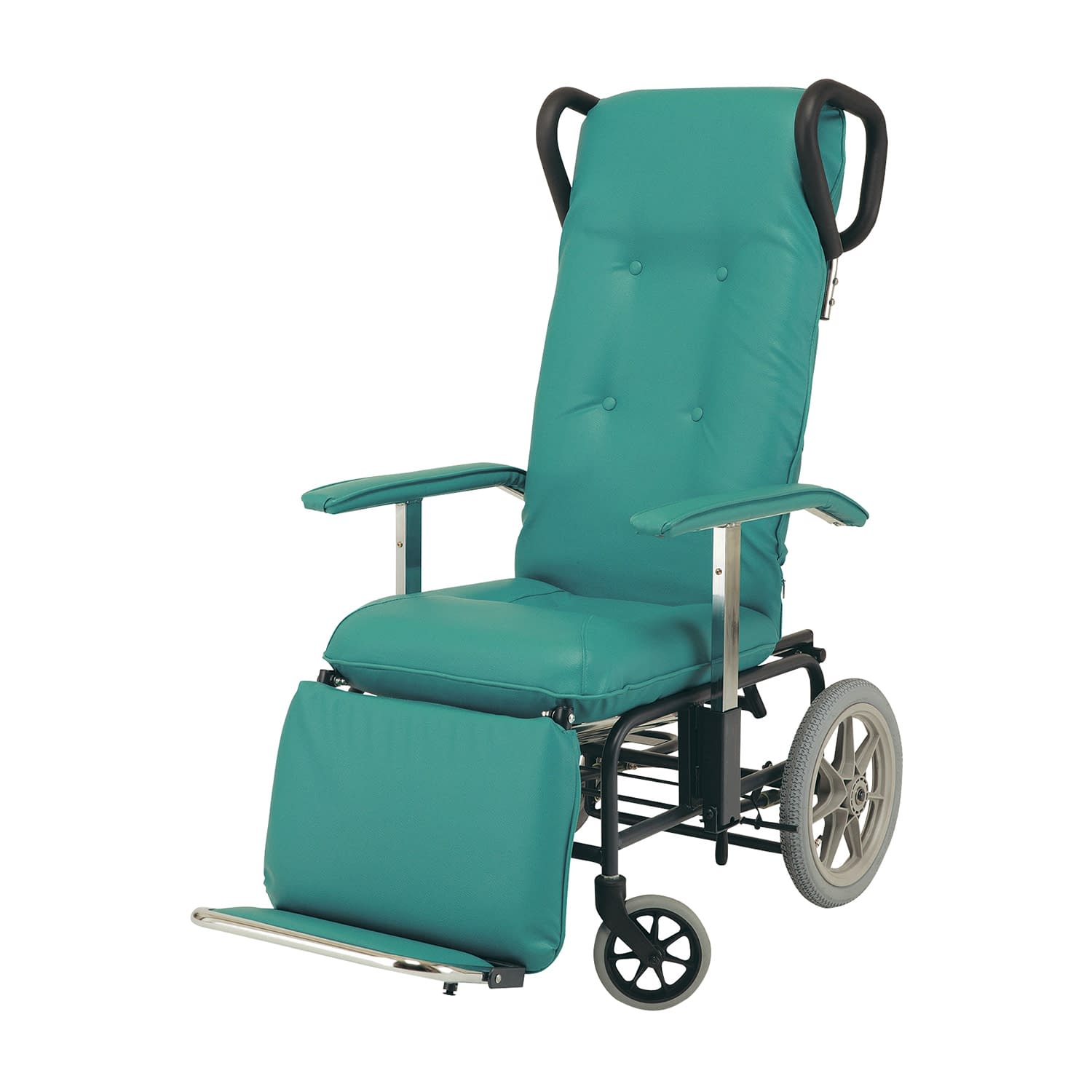 車いす フルリクライニングカームF 車椅子 20-5800-0004 ライトグリーン 睦三 NO.228