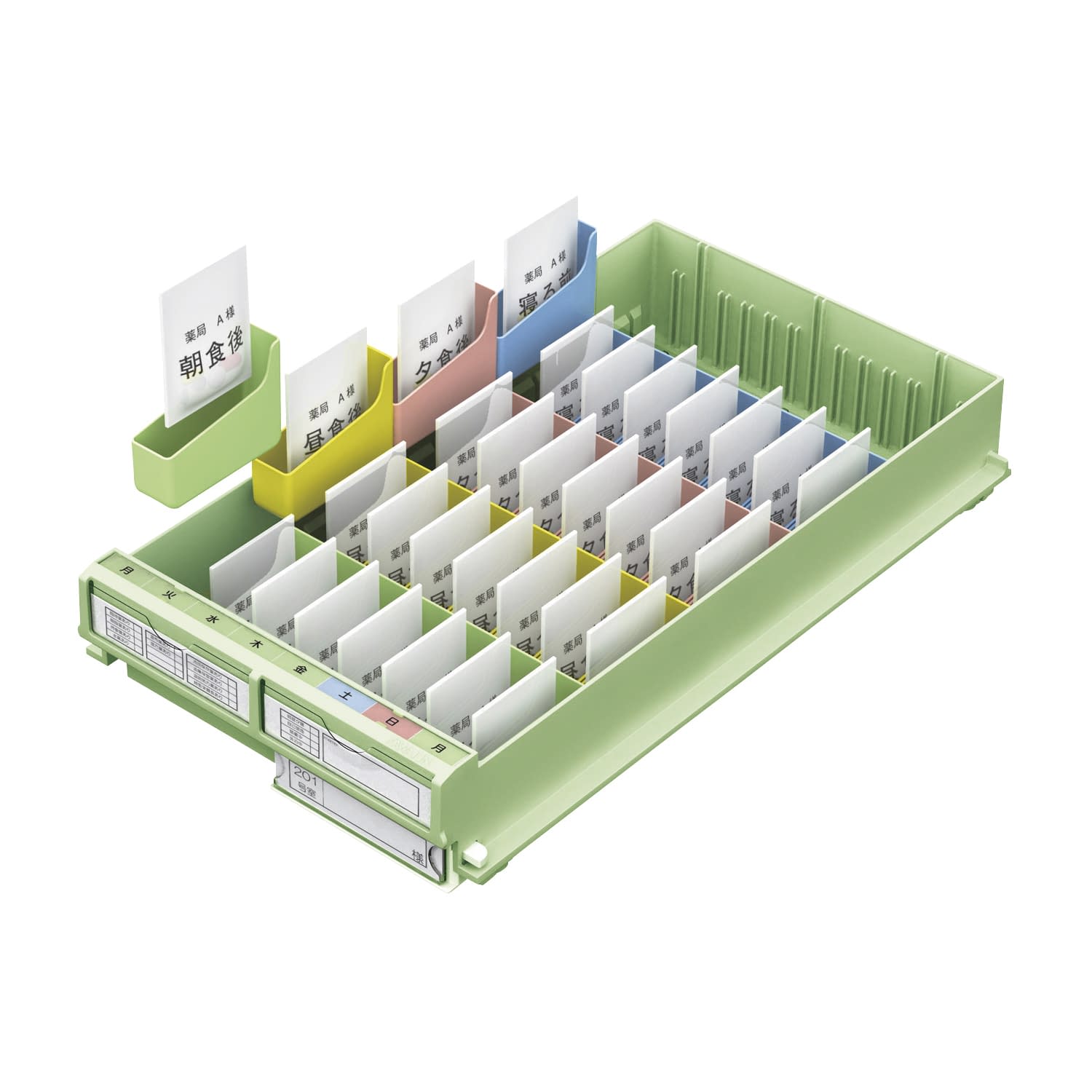 与薬コンテナNロング N与薬カートロング用 25-2269-00 KAWAJUN MCN053YG(イエローグリーン)