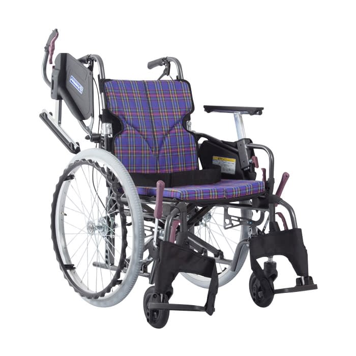 車いす モダン Cスタイル モダンシリーズCスタイル 25-2358-0206 紫チェックA11 カワムラサイクル KMD-C22-40-M/SR