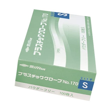 ミリオンプラスチックグローブ PVC手袋 24-9538-00 ミリオン NO.170(S)100マイイリ
