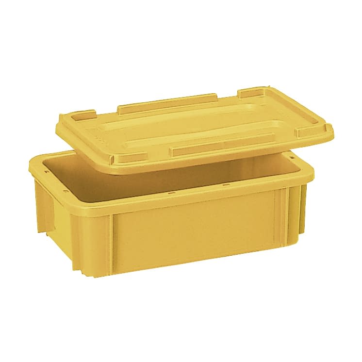 ポリコンテナー(蓋付) 10-3245-0002 イエロー 矢崎化工 PT-5 (330X210X115MM)