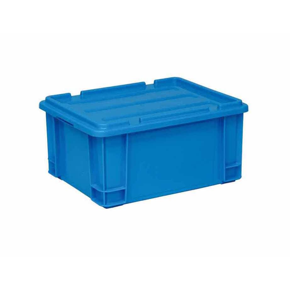 ポリコンテナー(蓋付) 10-3260-0501 ブルー 矢崎化工 PT-28 (485X370X240)