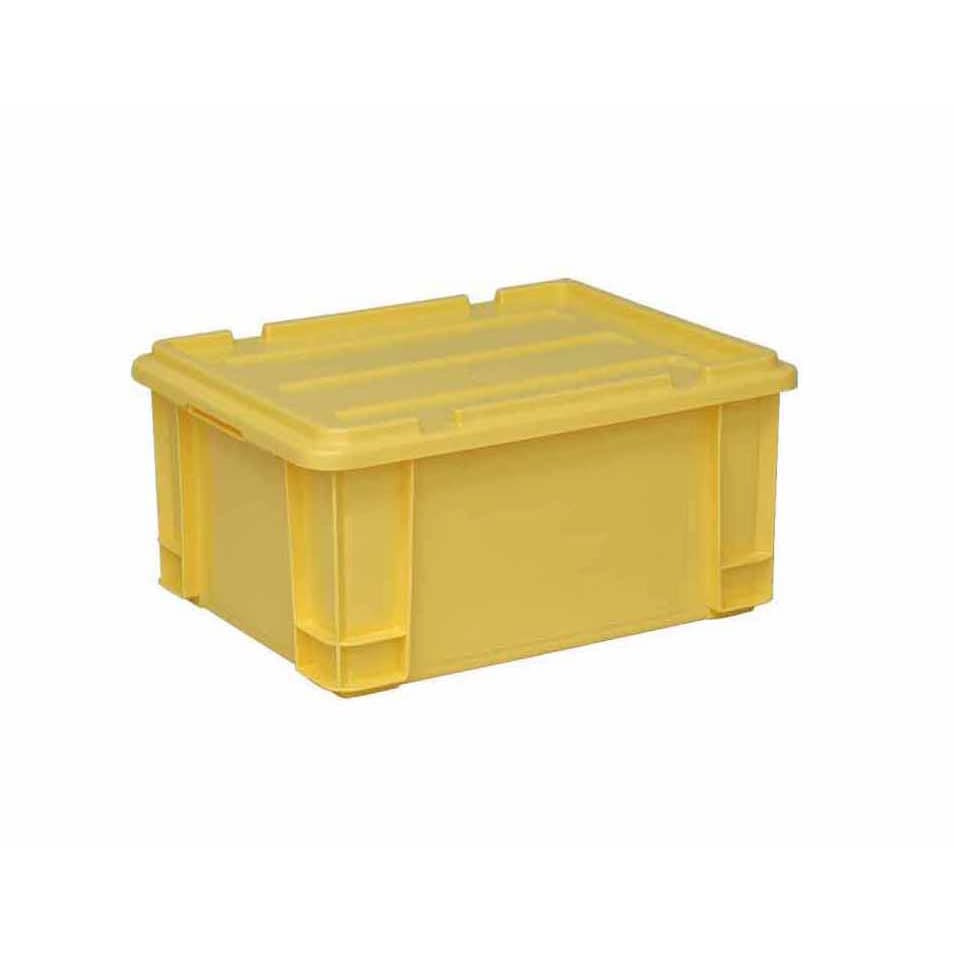 ポリコンテナー(蓋付) 10-3260-0502 イエロー 矢崎化工 PT-28 (485X370X240)