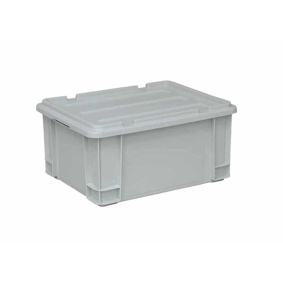 ポリコンテナー(蓋付) 10-3260-0504 ライトグレー 矢崎化工 PT-28 (485X370X240)