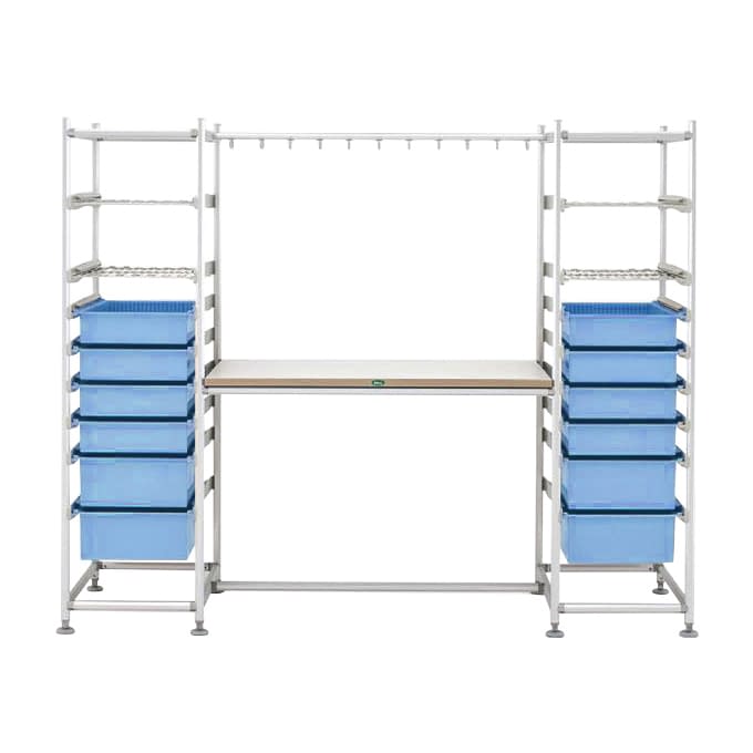 作業台付きラック 24-9964-05 サカセ化学工業 AR60-420WTM(ブルー)