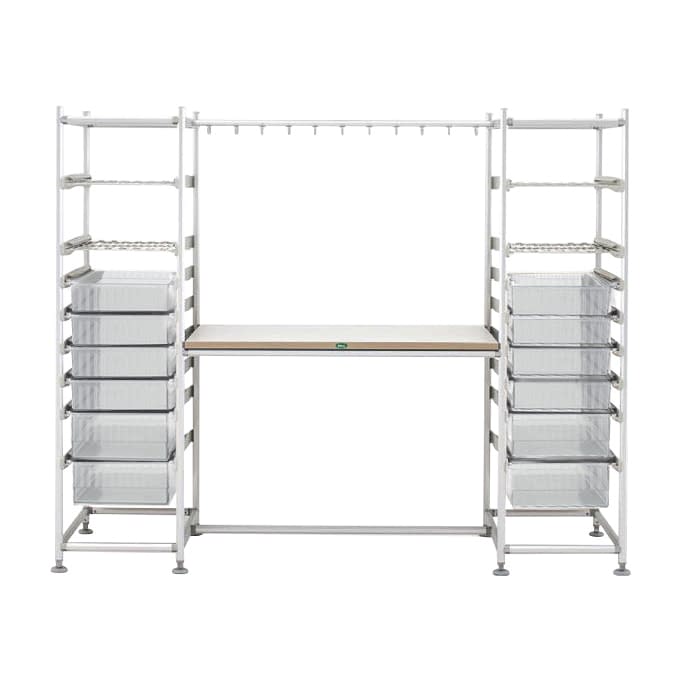 作業台付きラック 24-9964-07 サカセ化学工業 AR60-420WTM(トウメイ)