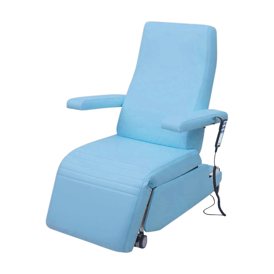 電動化学療法チェアー 25-2848-0012 ビニルレザースカイブルー 高田ベッド製作所 TB-1557(78X113CM)