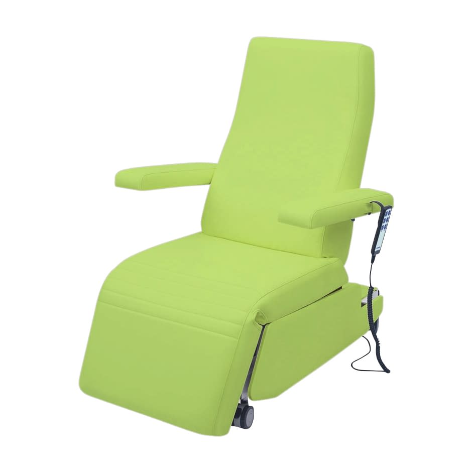 電動化学療法チェアー 25-2848-0018 ビニルレザーライムグリーン 高田ベッド製作所 TB-1557(78X113CM)