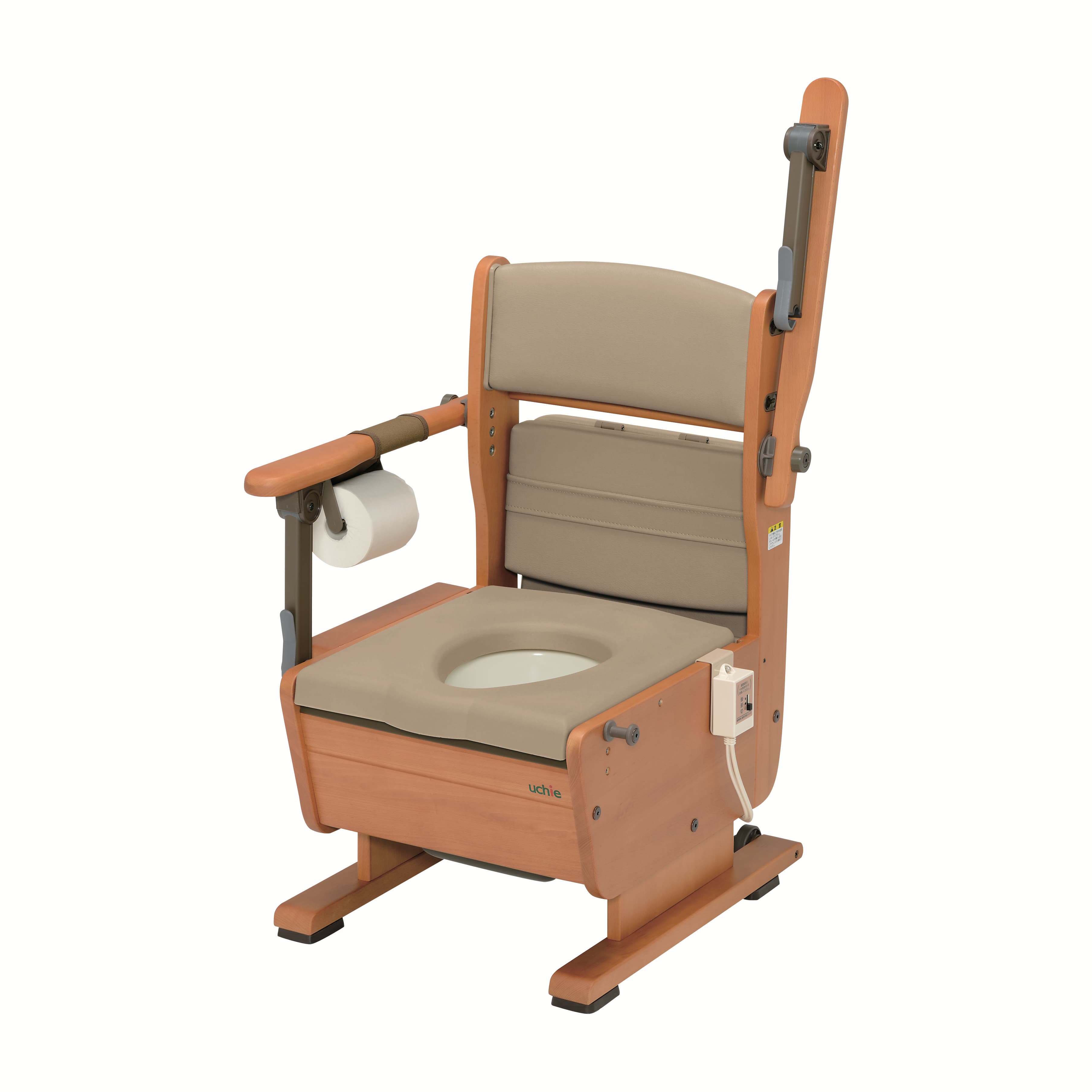 さわやかチェアPT(ホット便座) ホット便座・肘掛けはね上げ ポータブルトイレ(樹脂製) 23-2964-03 ウチヱ 8223(ヒジカケハネアゲ)