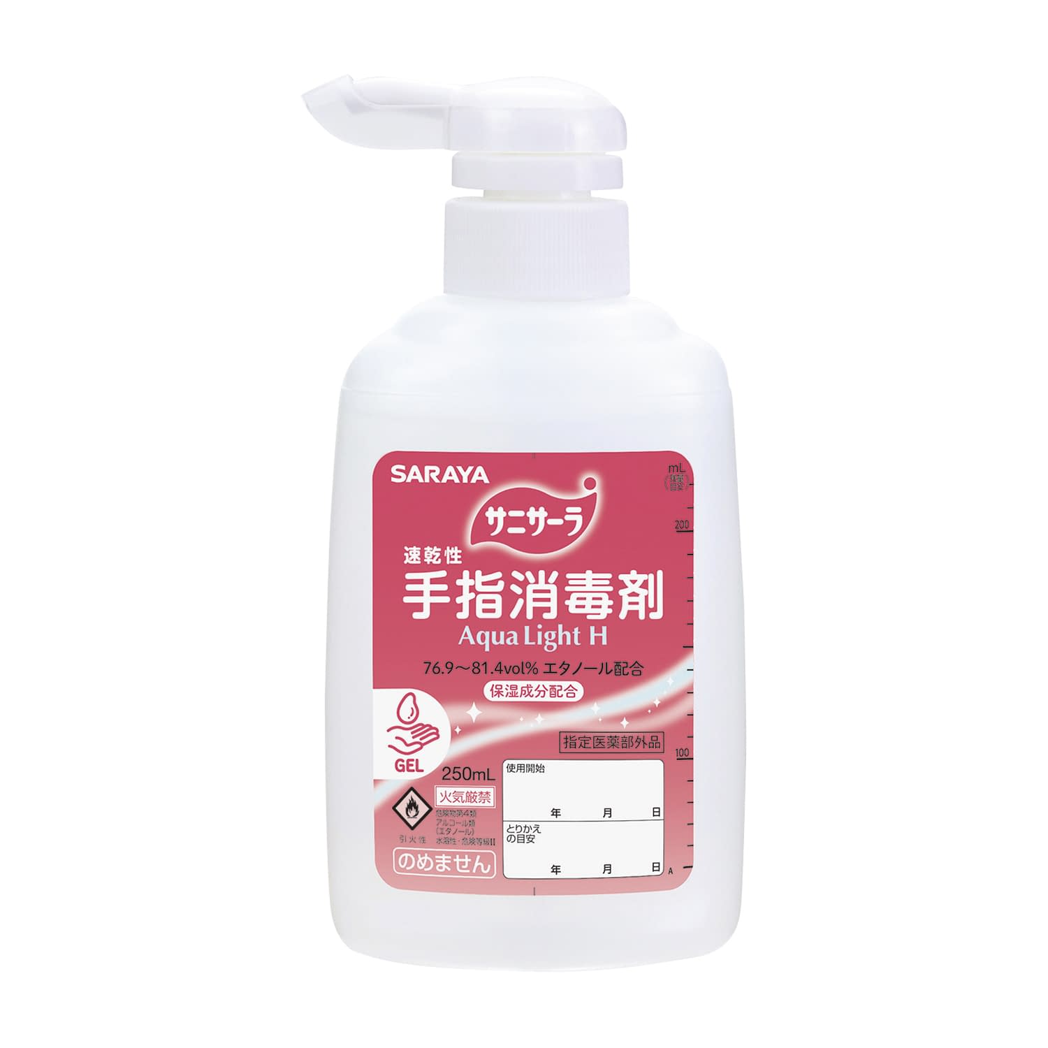 サニサーラAqua Light H ポンプ付 アルコール消毒剤 25-2695-01 サラヤ 42142(ポンプツキ)250ML