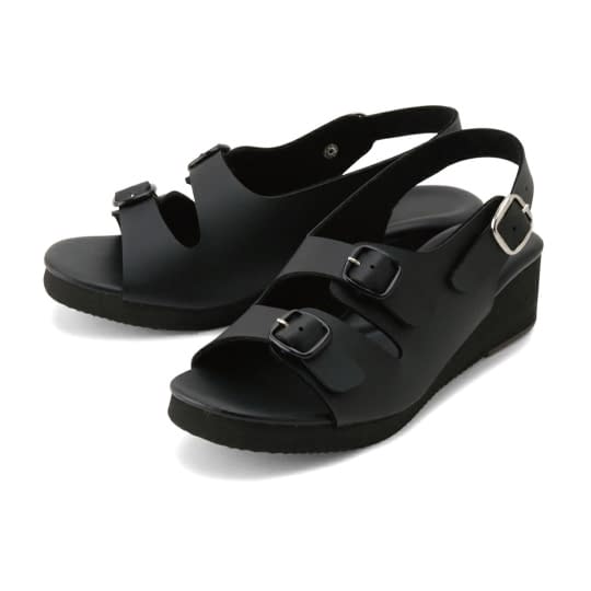 2バックルサンダル ナースサンダル 25-3438-0402 M parfait KS-102(ブラック)