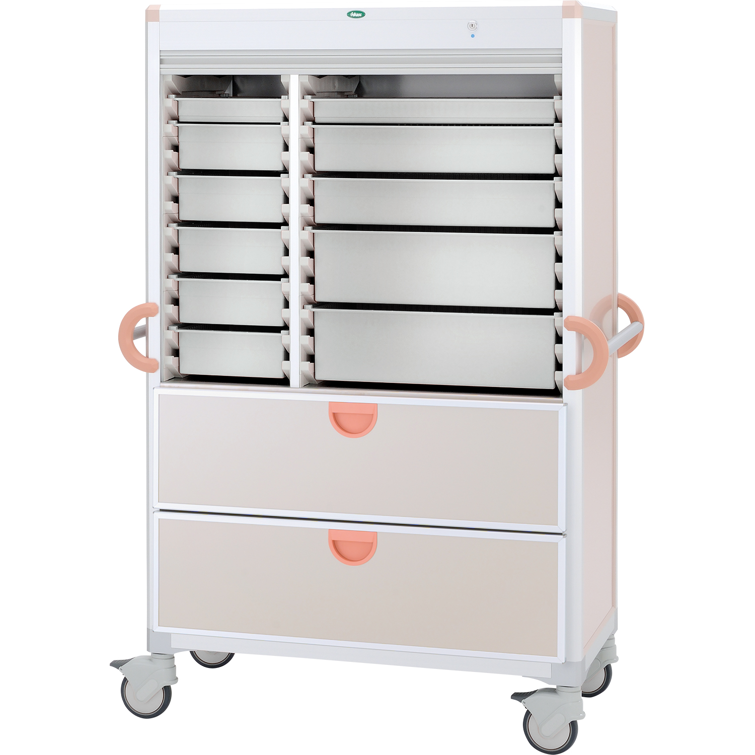 材料搬送カート(内視鏡カート) 25-3741-0003 透明 サカセ化学工業 C64-LAS15202B(ピーチ)