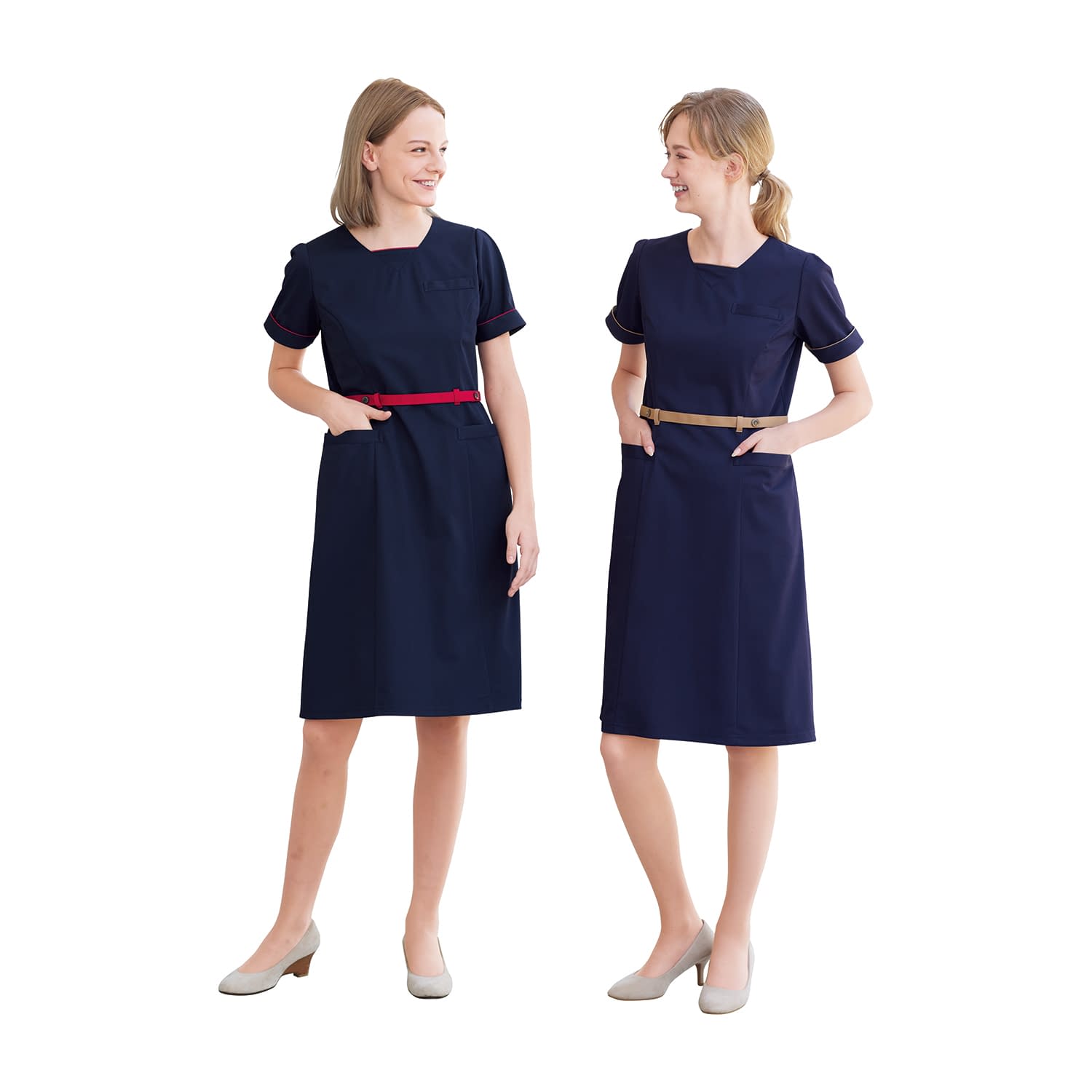 ワンピース 事務服 25-6520-0001 ネイビー＋ベージュ ナガイレーベン