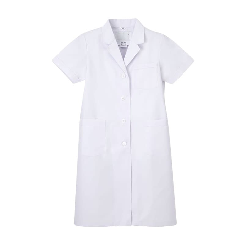 女子シングル診察衣半袖 21-6675-05 ナガイレーベン EP-132(L)ホワイト