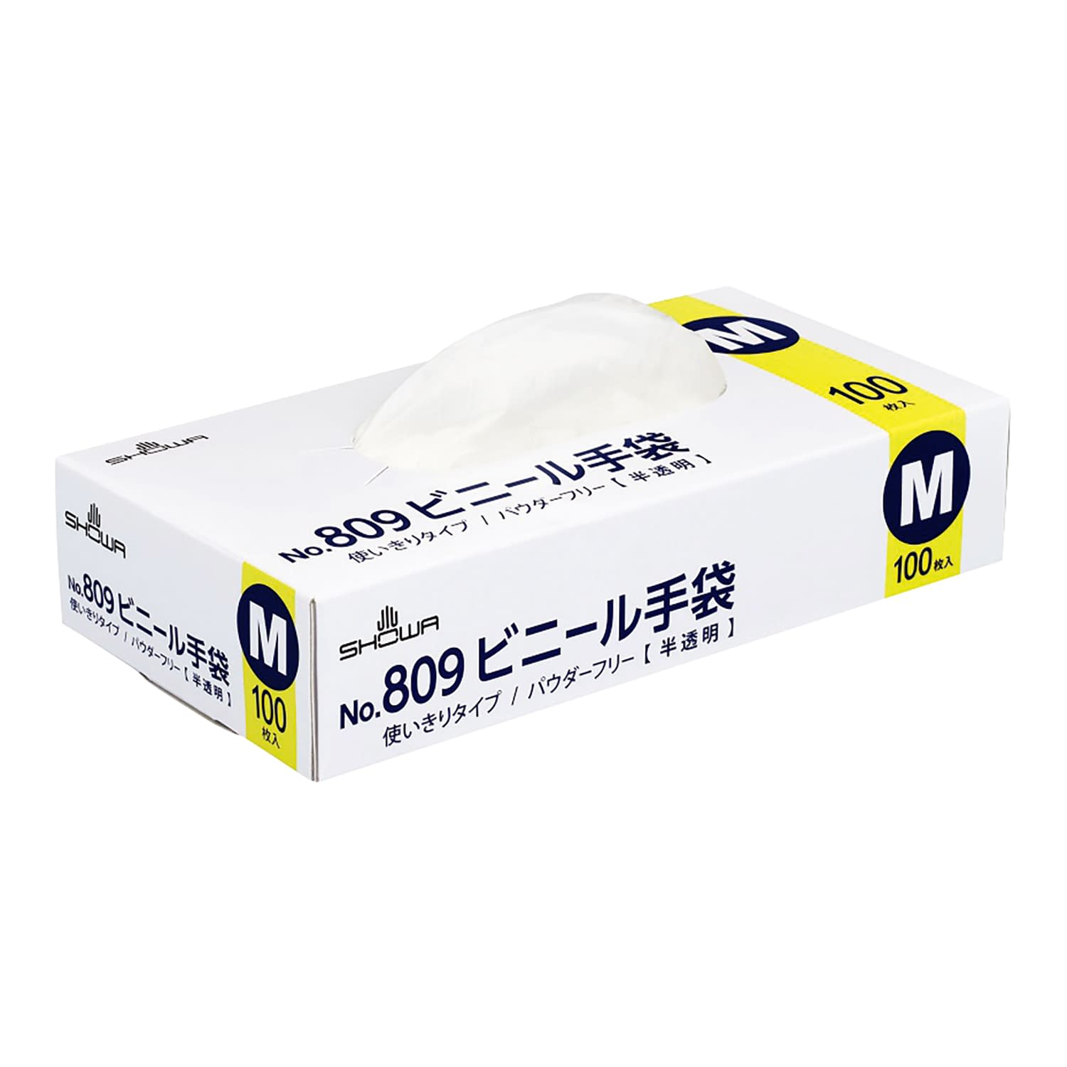 ビニール手袋 25-6815-01 ショーワグローブ NO.809(M)100マイイリ
