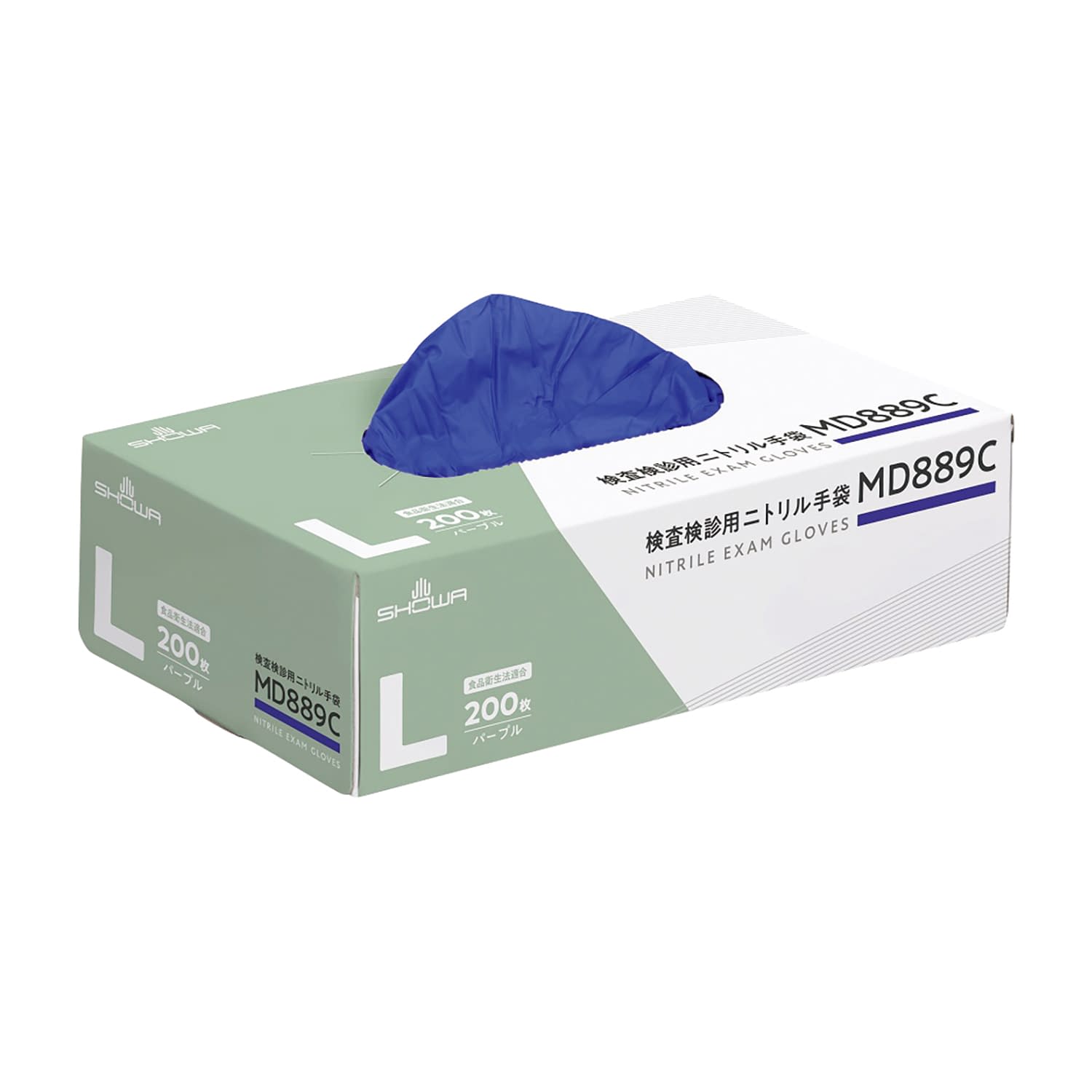 検査検診用ニトリル手袋 25-6819-03 ショーワグローブ MD889C(L)200マイ