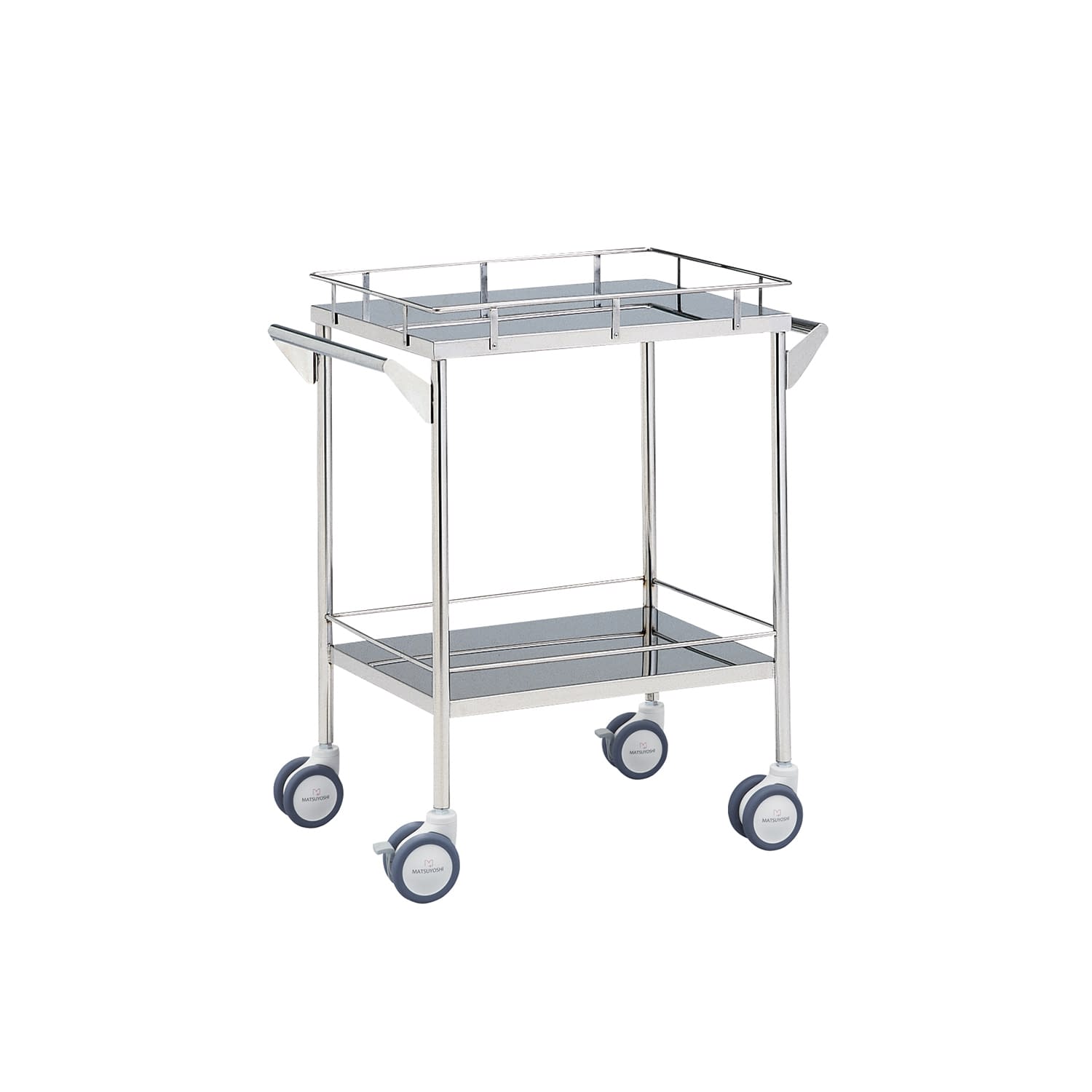 マツヨシ回診車 四方手摺付 器械台 01-2250-50 MATSUYOSHI MY-1025(600X450X800)