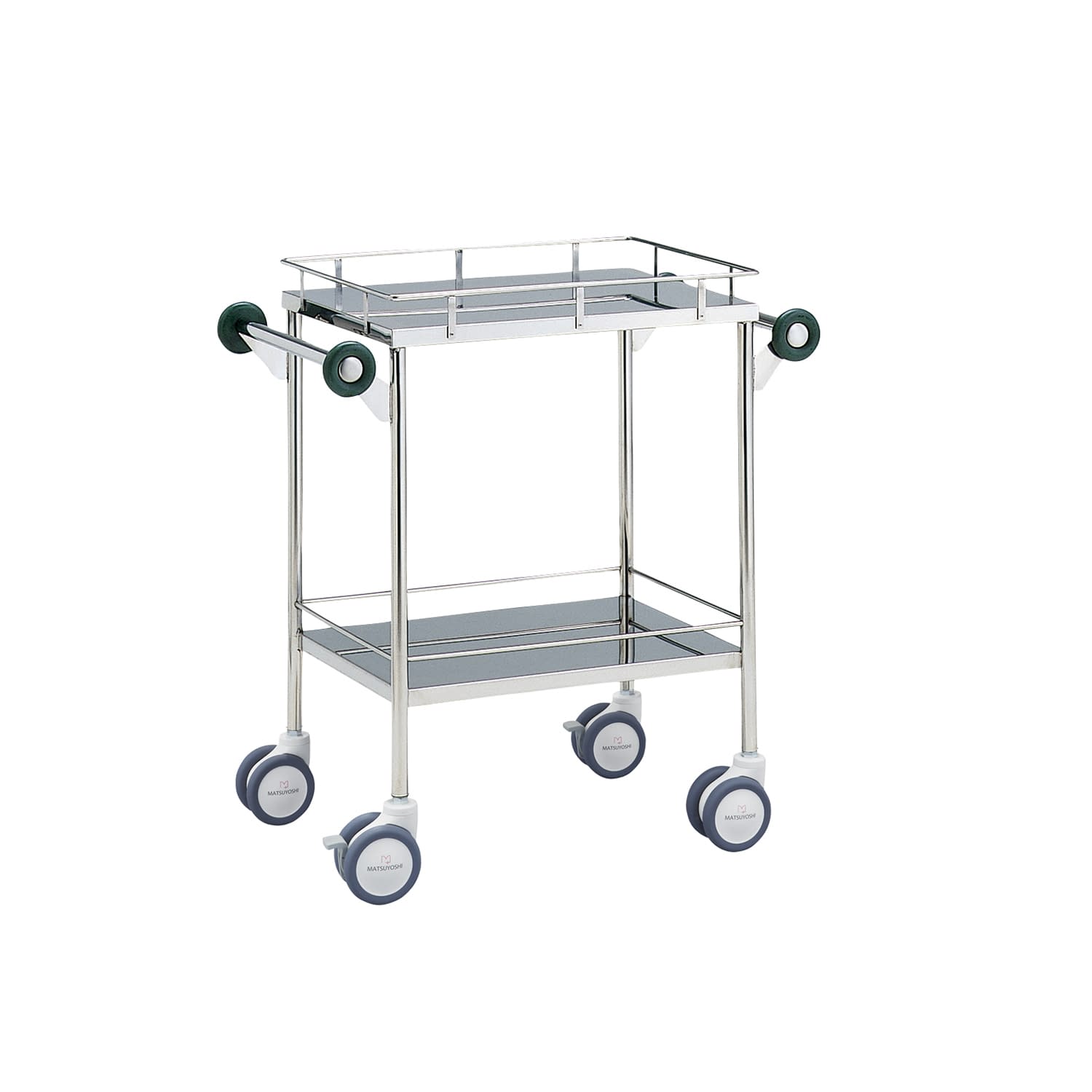マツヨシ回診車 四方手摺付 器械台 01-2270-51 マツヨシ(松吉医科器械