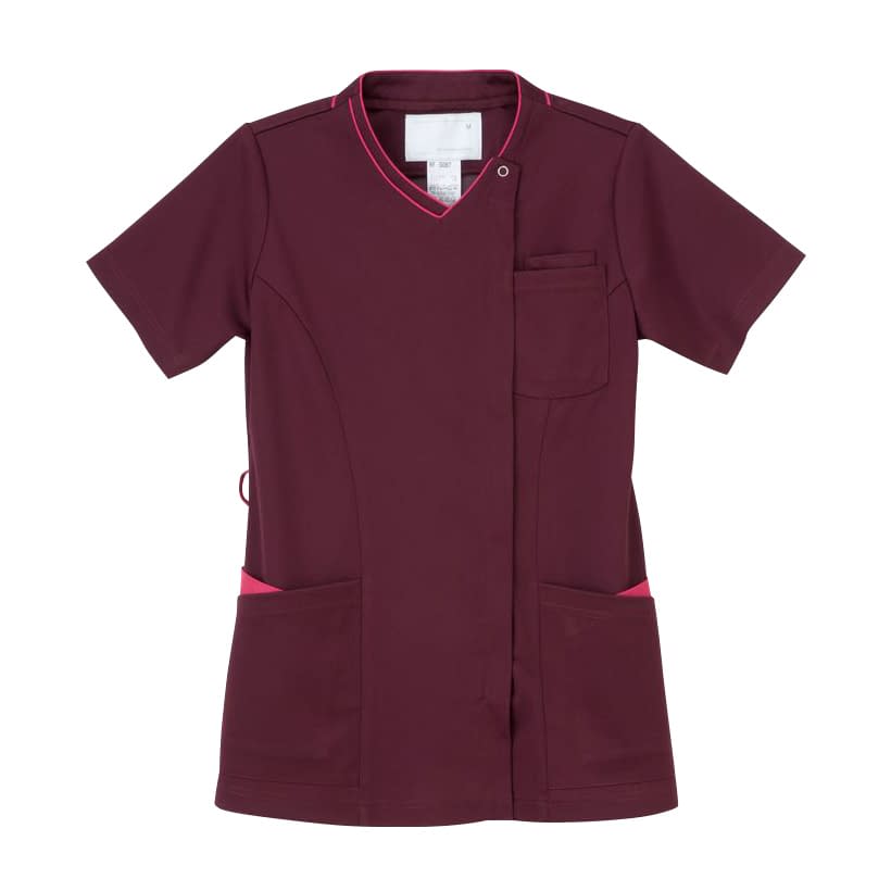 女子スクラブ 24-6524-0203 ボルドー＋ピンク ナガイレーベン RF-5087(L)