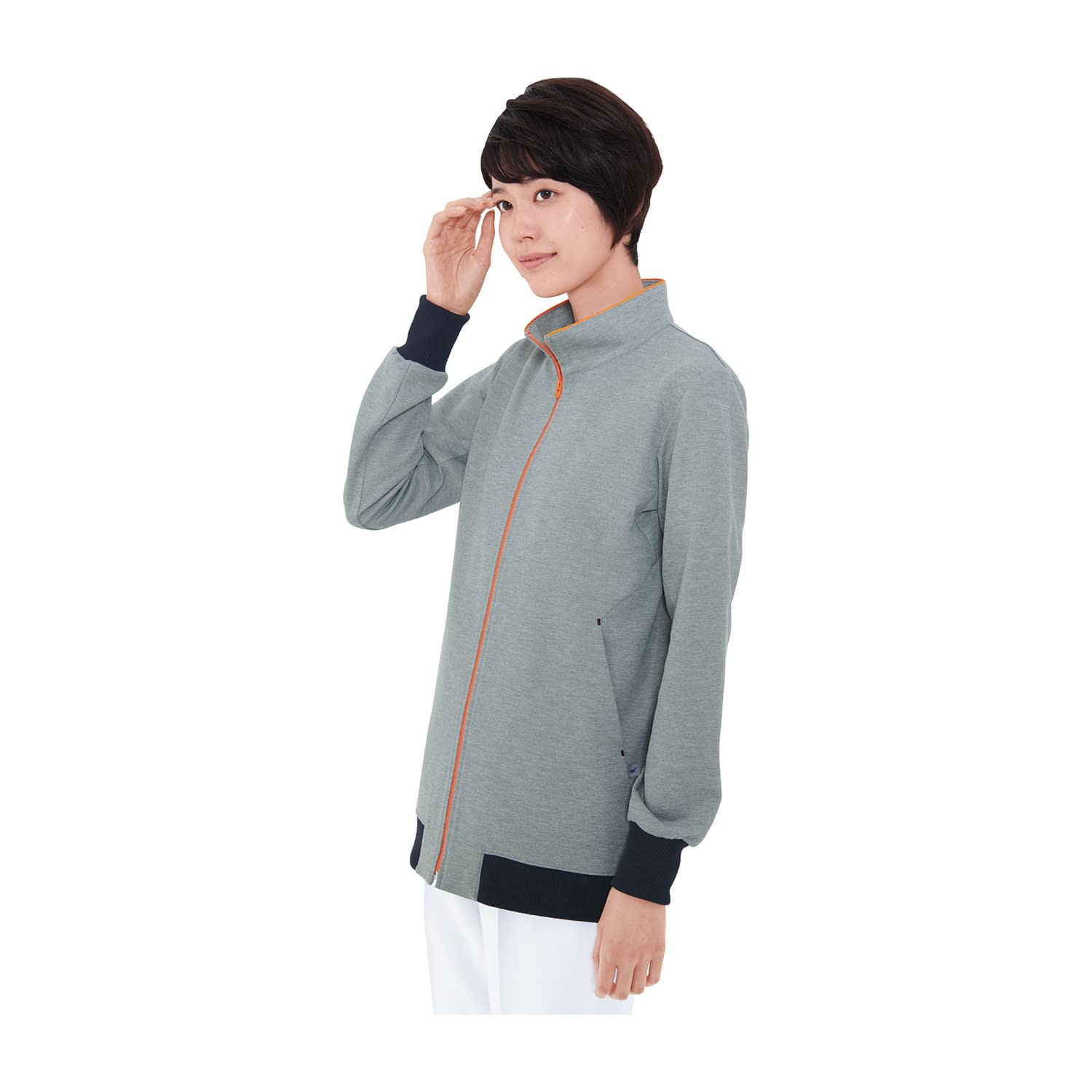 ジップアップブルゾン 25-6537-0205 グレー＋オレンジ ナガイレーベン TJ-2000(M)