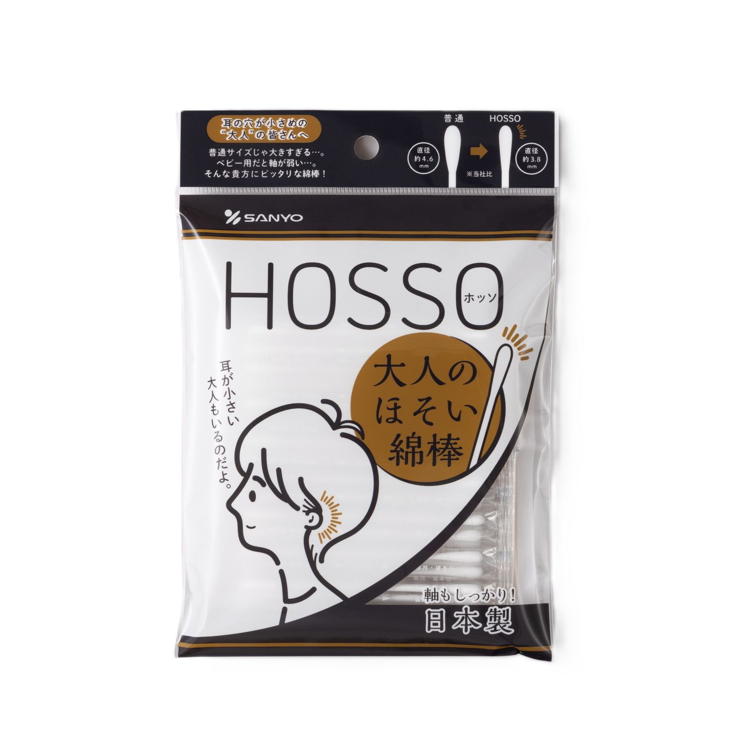 真綿引き伸ばし用ボウズ HOSSO大人のほそい綿棒 25-7160-00 山洋 007281A(200ホン)｜マツヨシ
