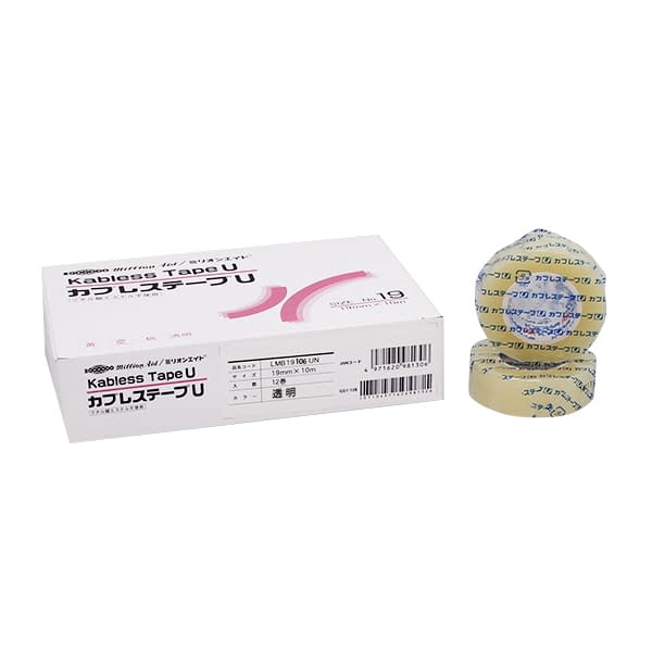 カブレステープU No.19 白 12個×4箱 カブレステープU(透明) NO.19(19MMX10M)12カン サージカルテープ 23