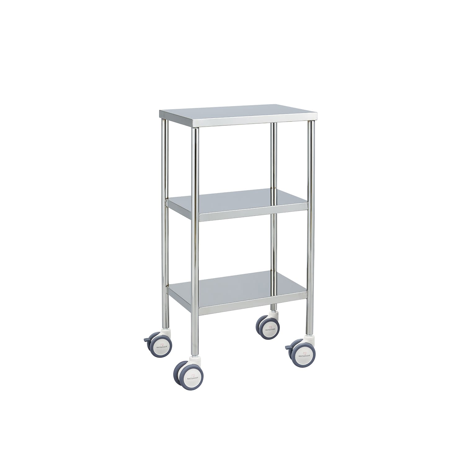 器械台 三段 手摺なしφ75mm静音 手摺なし カート(器械台) 01-2245-01 MATSUYOSHI MY-1018B(450X300X855