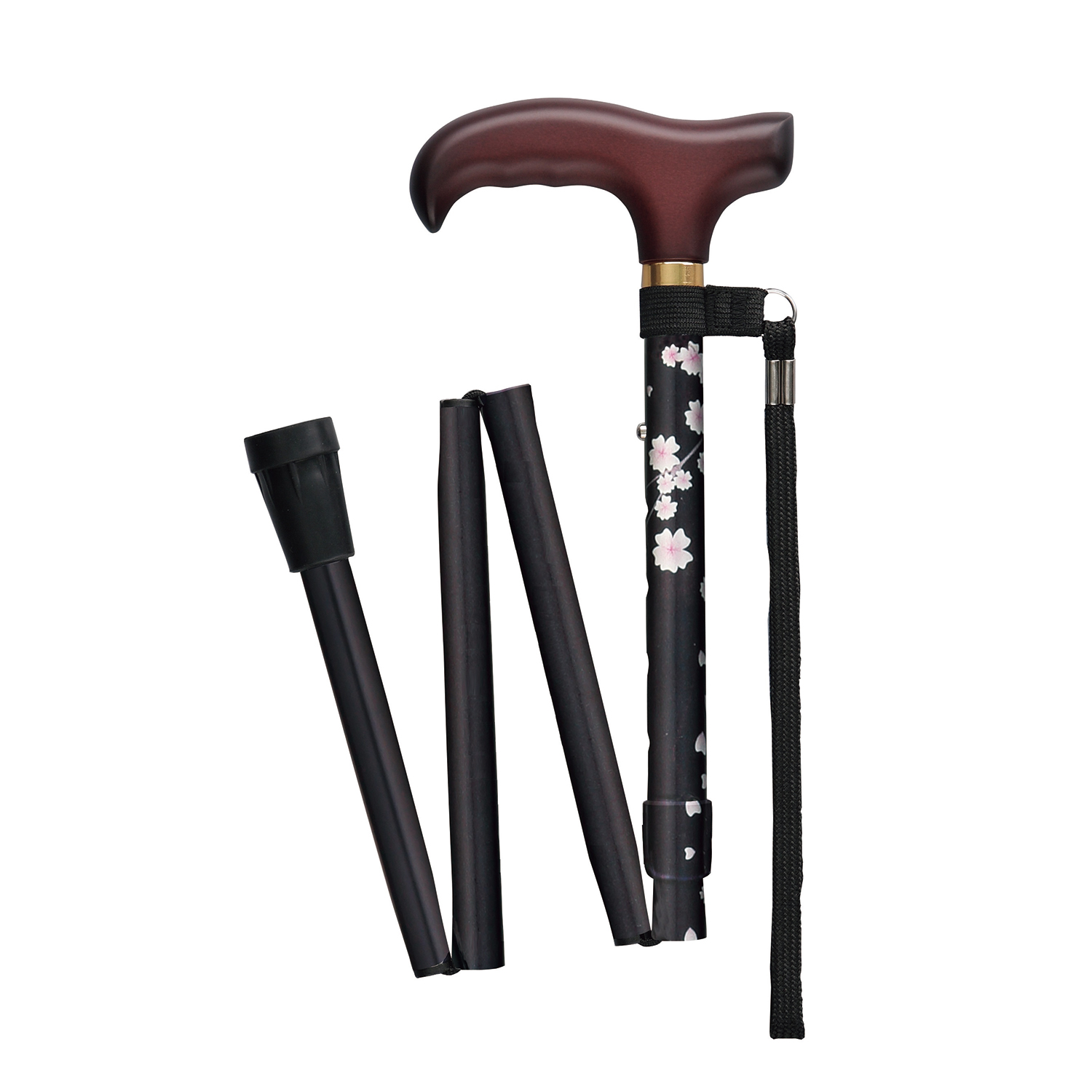 ステッキ ベーシック(折畳)S 25-5702-06 フジホーム WB3942(チェリーブラック)