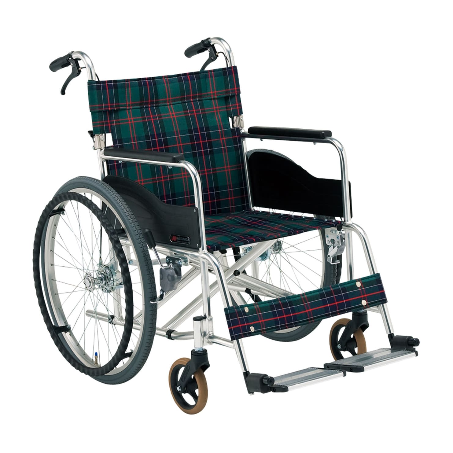 車いす(自走・アルミ)背折れ・ワイド 背折れ 23-2515-0203 S－2 松永製作所 AR-280-480