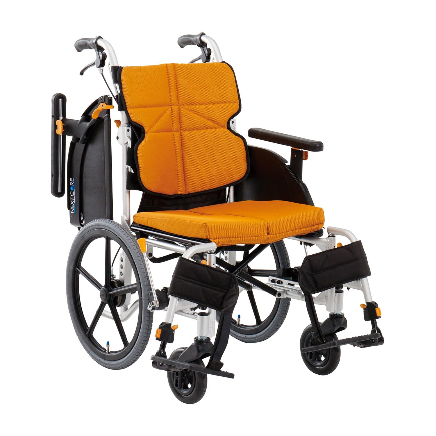 車いす ネクストコアアジャスト(介助 介助用 24-4478-0101 オレンジ 松永製作所 NEXT-61B(モジュール)