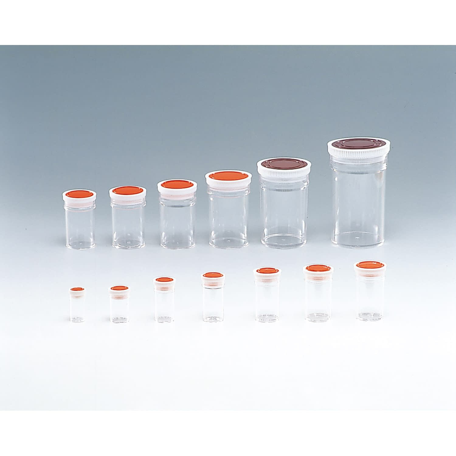 スチロール瓶 透明(押込蓋) 10-2591-0001 フタ:オレンジ(基本色) シント―化学
