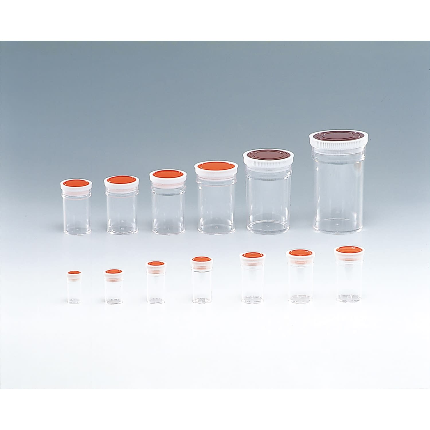 スチロール瓶 透明(押込蓋) 10-2591-0401 フタ：オレンジ(基本色) シント―化学