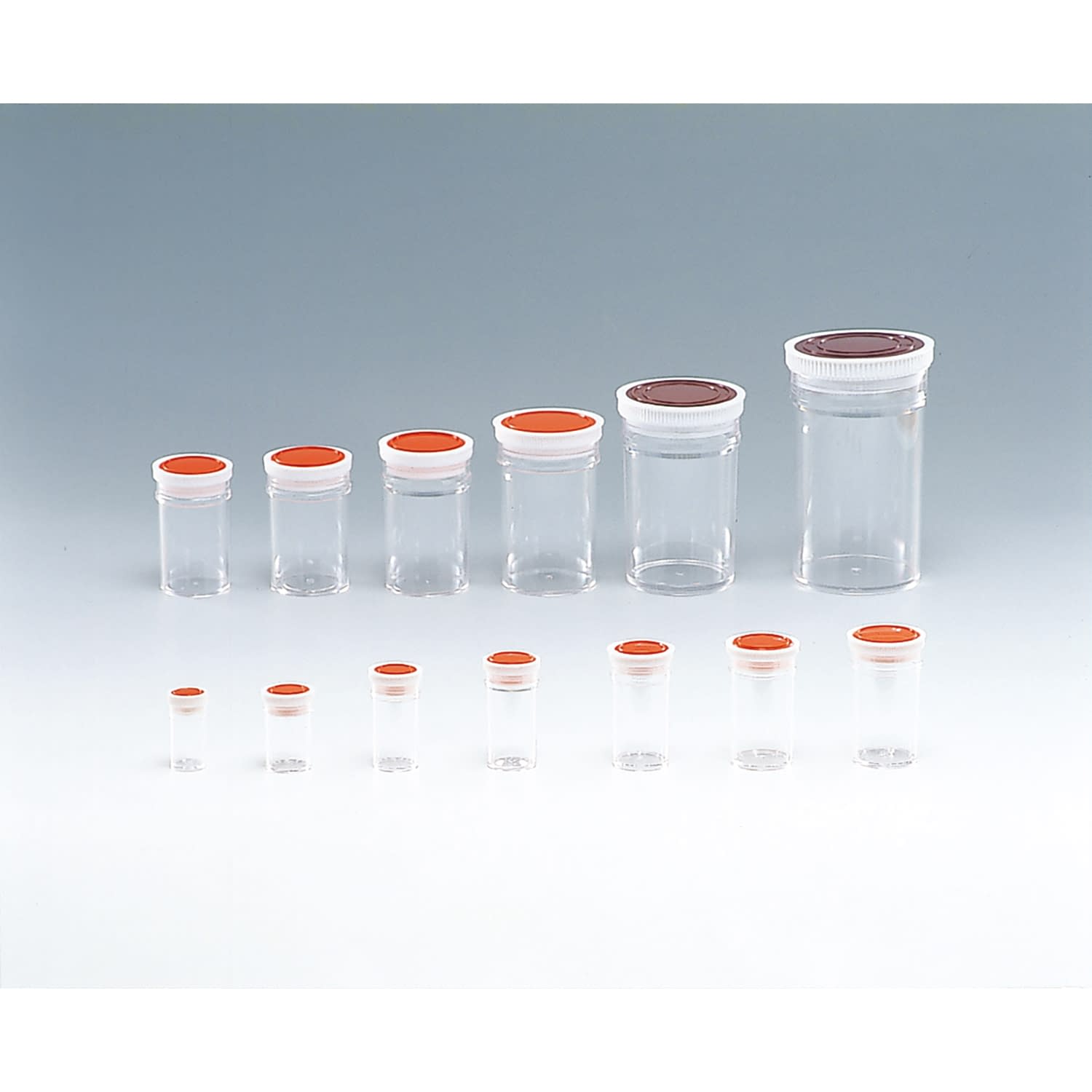スチロール瓶 透明(押込蓋) 10-2591-0501 フタ：オレンジ(基本色) シント―化学