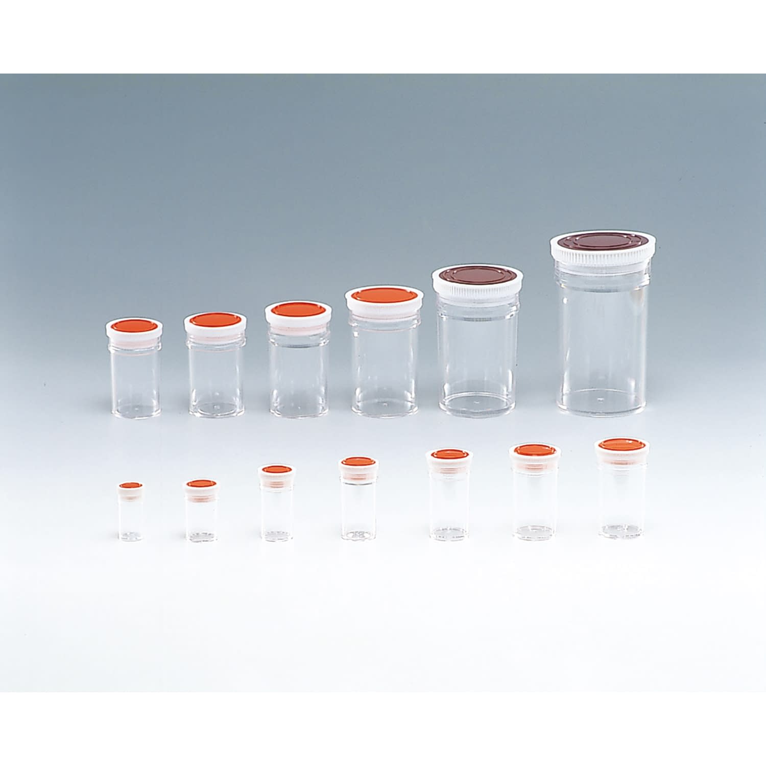 スチロール瓶 透明(押込蓋) 10-2591-0801 フタ：オレンジ(基本色) シント―化学