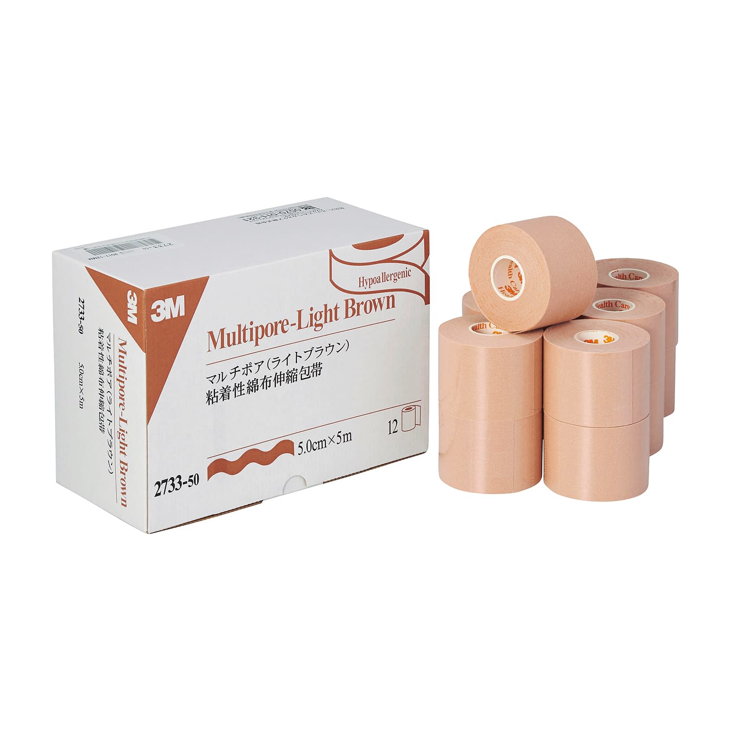 マルチポアライトブラウン 粘着包帯 25-7149-01 スリーエムジャパン 2733-50(50)12カン