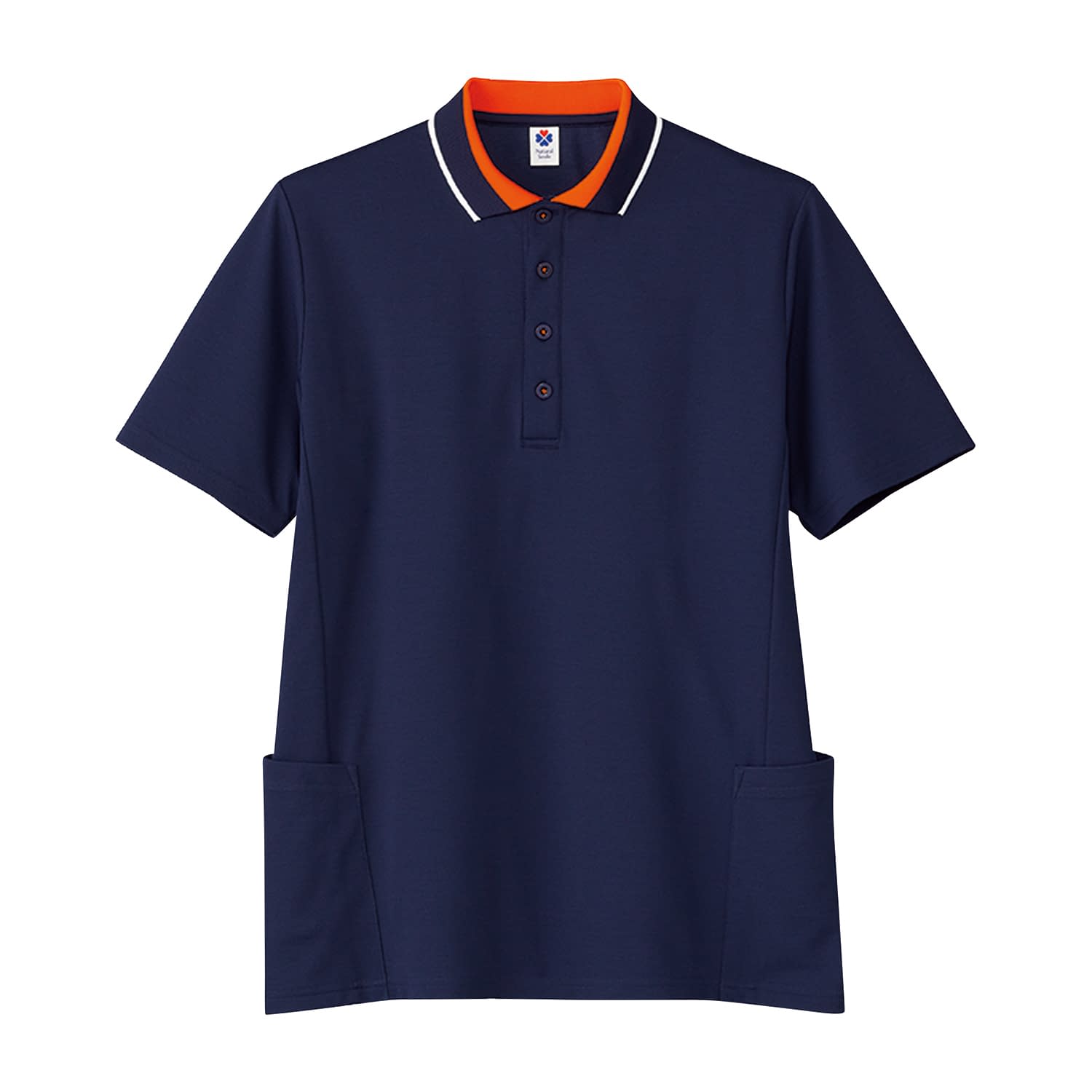 ユニセックスポロシャツ 介護ユニフォーム 25-6532-15 CARE＆MEDICAL TB4504U-13(S)ネイビーXオ