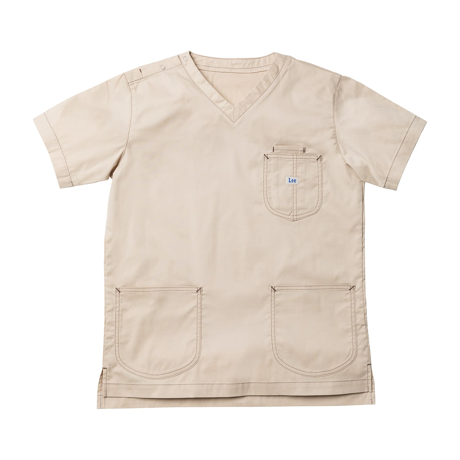 Leeユニセックススクラブ 診察衣 25-6504-03 Lee WORKWEAR LMS49001-1(L)ベージュ