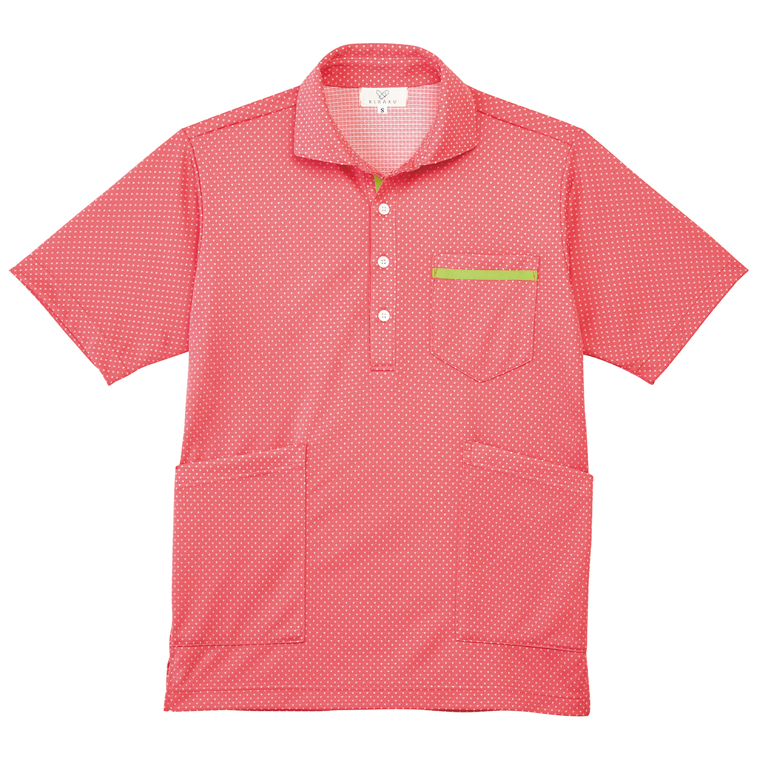 ニットシャツ 介護ユニフォーム 25-6531-0003 M キラク CR175-14(ピンク)