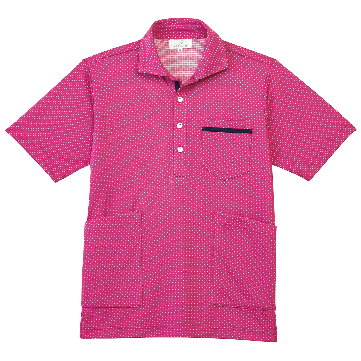 ニットシャツ 介護ユニフォーム 25-6531-0103 M キラク CR175-16(ラベンダーピンク