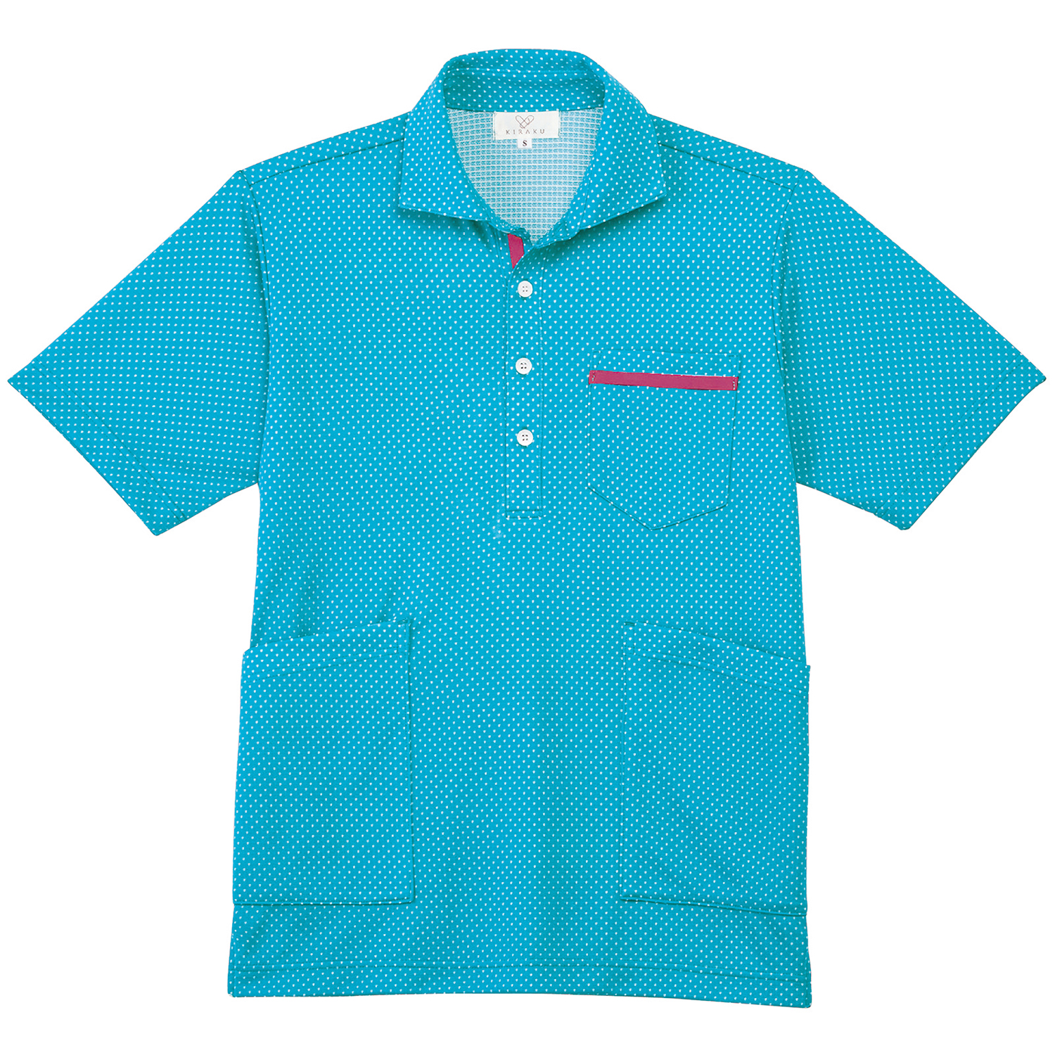 ニットシャツ 介護ユニフォーム 25-6531-0206 3L キラク CR175-75(ブルー)