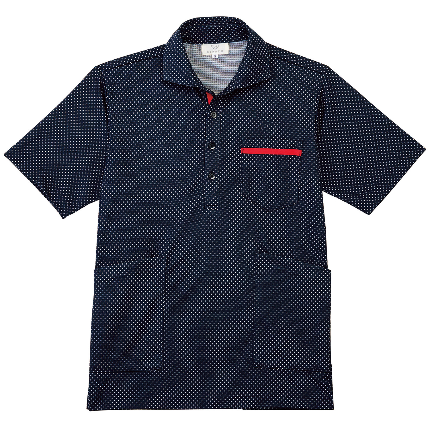 ニットシャツ 介護ユニフォーム 25-6531-0303 M キラク CR175-88(ネイビー)